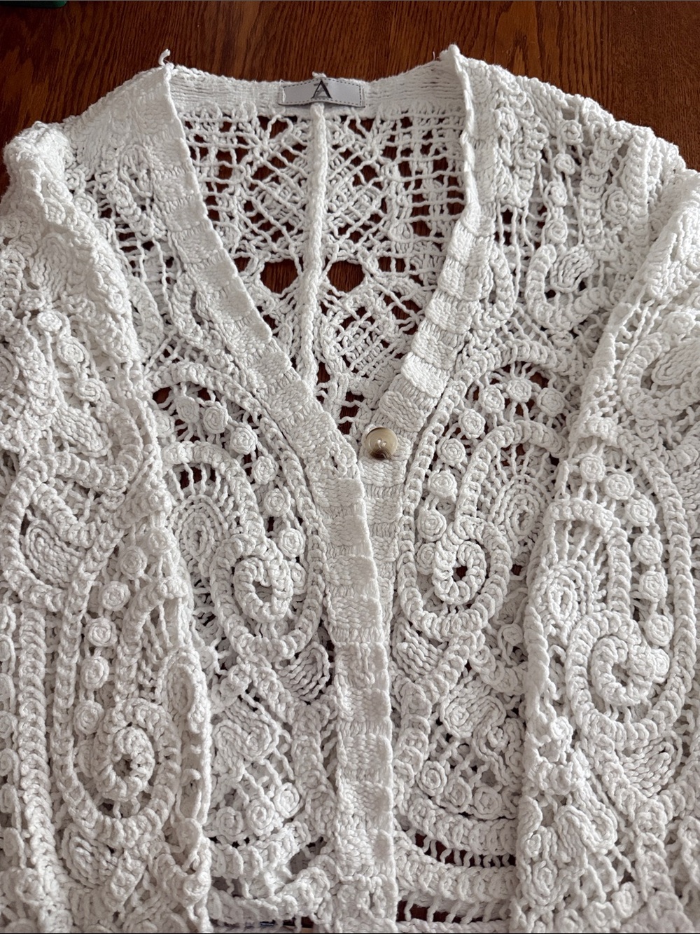 White Crochet Openwork Sweater Cardigan